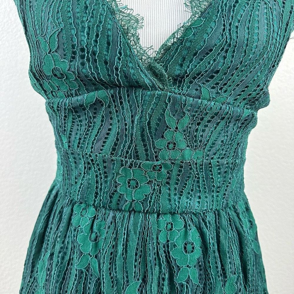 Aooksmery Women's Size M Lace Mini Dress‎ Emerald Green Tie Back New - Picture 4 of 15